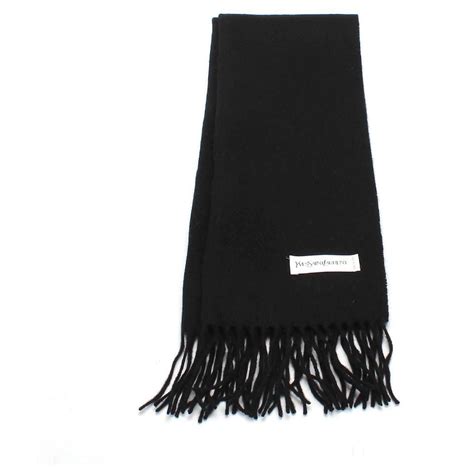 sciarpa yves saint laurent bianca logo nero|SCIARPE E FOULARD .